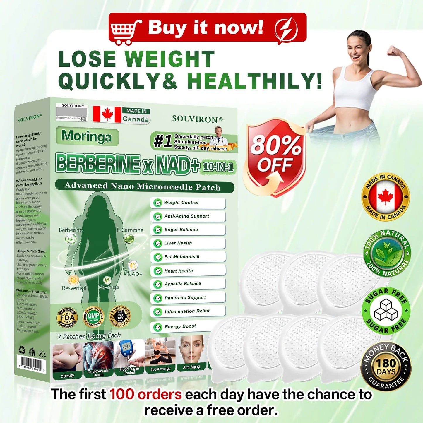 𝐂𝐀 𝐃𝐨𝐜𝐭𝐨𝐫 𝐑𝐞𝐜𝐨𝐦𝐦𝐞𝐧𝐝𝐞𝐝|𝐒𝐎𝐋𝐕𝐈𝐑𝐎𝐍® 𝐌𝐨𝐫𝐢𝐧𝐠𝐚 𝐁𝐞𝐫𝐛𝐞𝐫𝐢𝐧𝐞 × 𝐍𝐀𝐃⁺ 𝟏𝟎-𝐢𝐧-𝟏 𝑨𝒅𝒗𝒂𝒏𝒄𝒆𝒅 𝐍𝐚𝐧𝐨 𝑴𝒊𝒄𝒓𝒐𝒏𝒆𝒆𝒅𝒍𝒆 𝐏𝐚𝐭𝐜𝐡 (𝐉𝐮𝐬𝐭 𝐨𝐧𝐜𝐞 𝐚 𝐝𝐚𝐲, 𝐯𝐢𝐬𝐢𝐛𝐥𝐞 𝐜𝐡𝐚𝐧𝐠𝐞𝐬 𝐢𝐧 𝟕 𝐝𝐚𝐲𝐬)